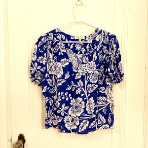 Rachel Zoe Blue and White Floral Top